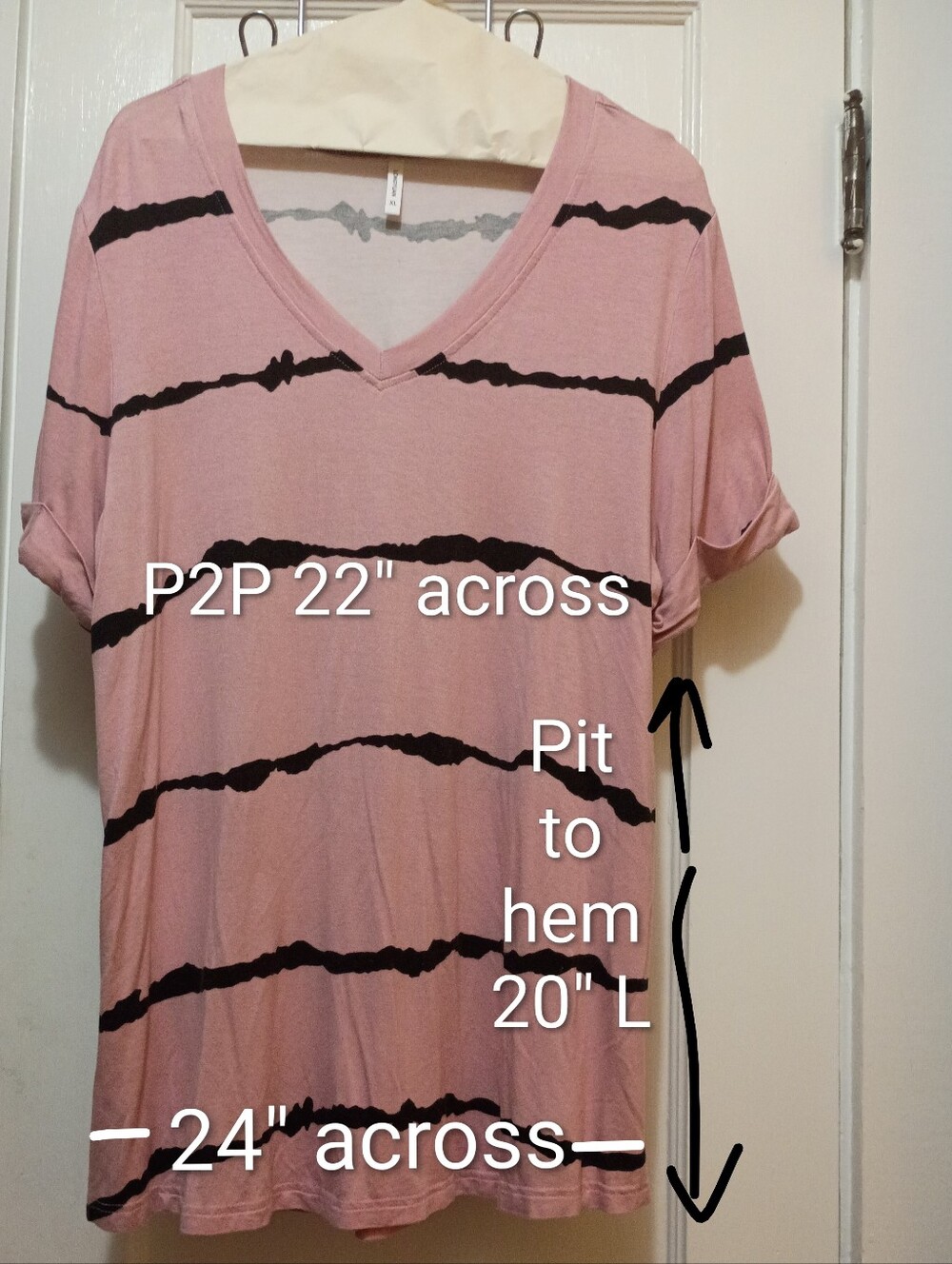 🥳🎊🎉 HP Pink & Black Short Sleeve Tee V-neck Long Top - Picture 7 of 13